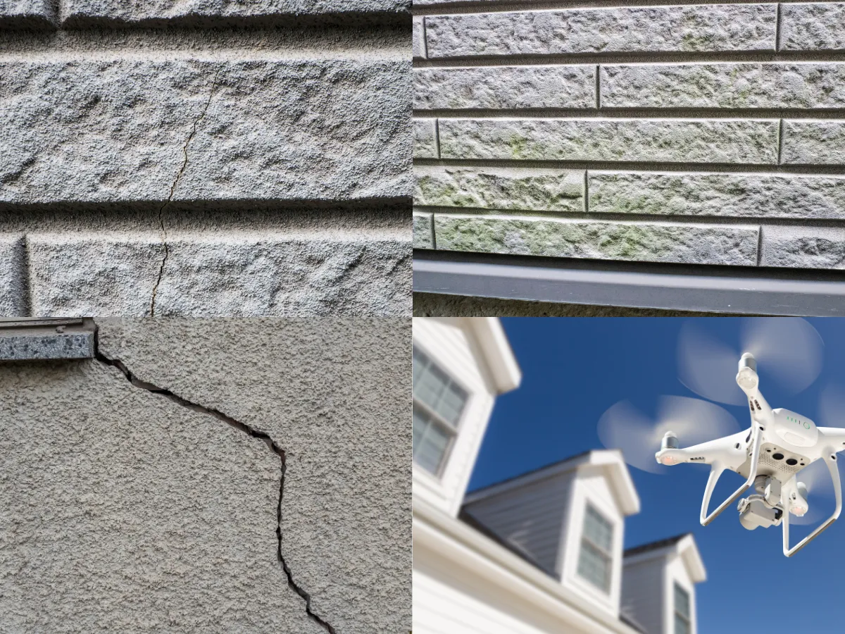 屋根の細かい部分を拡大して確認できるドローン撮影画像