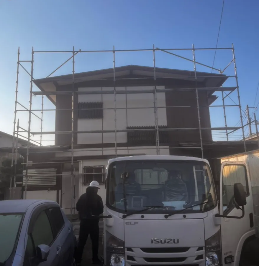 H様邸 足場解体前の外壁正面