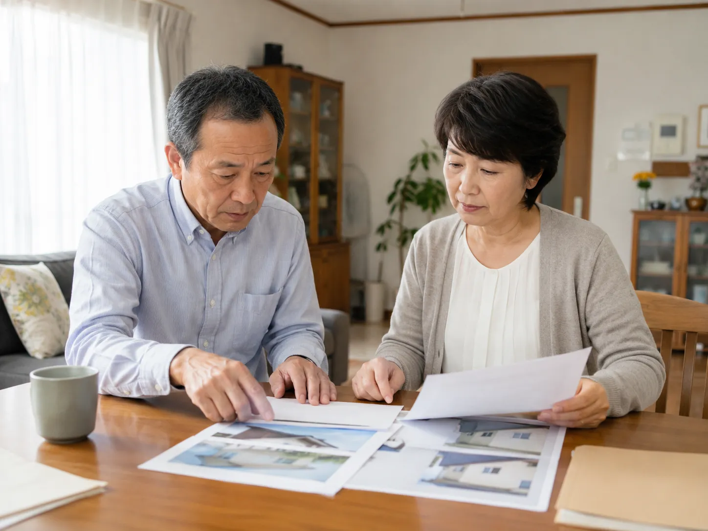 外壁塗装の見積書を確認するご夫婦のイメージ