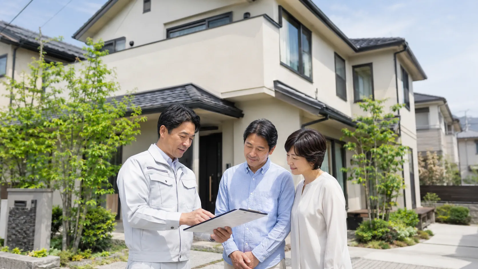 外壁塗装のお問い合わせから工事完了までの流れを説明するイメージ